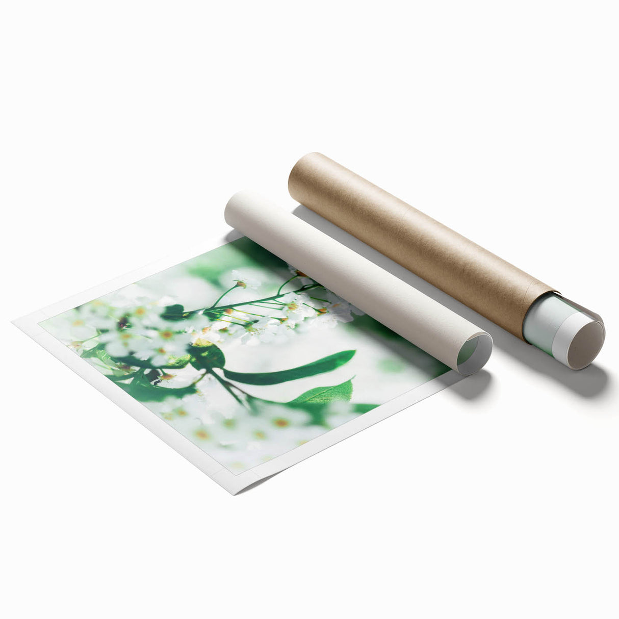 Extra large rolled print of spring-themed floral art in pastel shades, suitable for classy bathroom wall art.