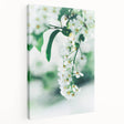 Spring-themed abstract art on large stretched canvas featuring soft green and pink tones, suitable for kitchen wall decor.