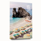 Large abstract wall art on acrylic glass featuring swirling blue and green hues, ideal for bedroom or dining room decor.