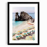 Extra large, colorful abstract art print with textured details on a black framed canvas, ideal for living room decor.