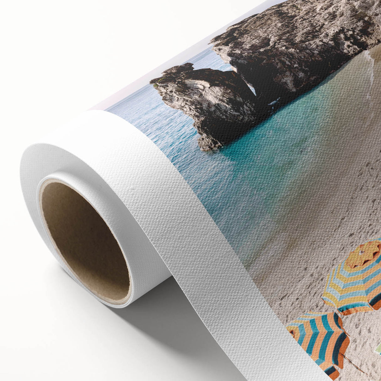 Art deco poster of a summer scene with soft pastel shades on rolled canvas, ideal for nursery wall art.