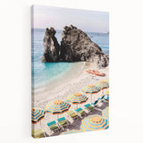 Large stretched canvas featuring a vibrant, abstract summer theme in bold colors, suitable for kitchen wall art.