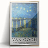 Acrylic print of Van Gogh-inspired art deco poster in gold frame, suitable for modern nursery wall decor.