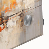 Close-up of an abstract wall art piece featuring vibrant, colorful strokes on acrylic glass, showcasing bold hues and a modern design, perfect for contemporary decor.