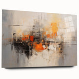 Abstract wall art design featuring colorful strokes on acrylic glass, displayed in a side view, highlighting its modern aesthetic and vibrant hues for contemporary decor.