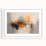 Abstract wall art featuring colorful strokes in a modern design, framed with a white mat, perfect for contemporary home decor. Ideal for adding a vibrant touch to any living space.