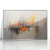 Framed abstract wall art featuring colorful acrylic strokes on a white background, perfect for modern home decor, enhancing any living space.