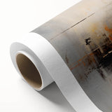 Abstract wall art on rolled canvas showcasing vibrant strokes in blue, orange, and yellow hues, perfect for modern home decor. Packaged securely in a cardboard tube.