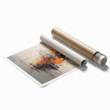 Abstract wall art print showcasing vibrant strokes in shades of blue, orange, and yellow, designed for modern home decor; perfect for enhancing contemporary interiors.