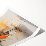 Abstract wall art print showcasing vibrant strokes in shades of blue, yellow, and pink, rolled and ready for display, perfect for modern home decor.