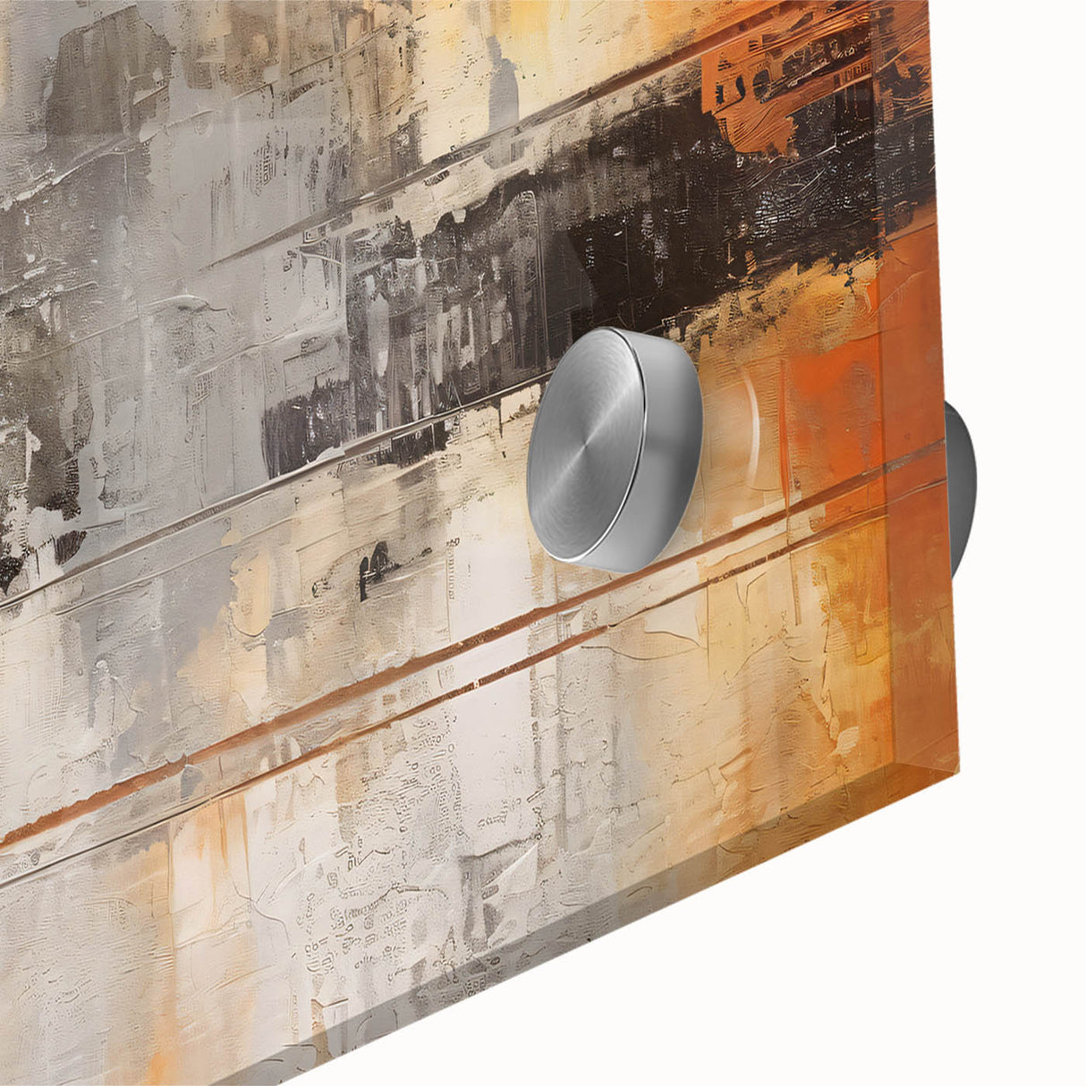 Close-up of abstract strokes wall art featuring vibrant colors on acrylic glass, showcasing fluid designs and modern aesthetics suitable for contemporary decor.