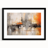 Abstract wall art featuring black and white strokes in a sleek frame with a mat, ideal for modern home decor, adding elegance and sophistication to any space.