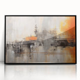 Framed acrylic wall art showcasing abstract strokes in black and white, ideal for modern home decor. Perfect for enhancing living room aesthetics.