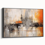 Framed abstract wall art featuring bold black strokes on a textured canvas, showcasing modern design elements. Perfect for contemporary home decor.