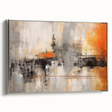 Framed canvas wall art featuring abstract strokes in silver tones, showcasing a modern design ideal for contemporary home decor. Perfect for enhancing living spaces.