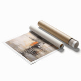 Abstract strokes wall art print featuring vibrant colors of blue, orange, and green in a dynamic composition, perfect for modern home decor.