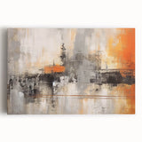 Abstract strokes wall art on stretched canvas, featuring vibrant colors of blue, yellow, and pink against a neutral background, perfect for modern decor.