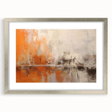 Abstract strokes wall art framed in silver, showcasing vibrant colors and dynamic patterns, ideal for modern home decor. Perfect for adding a contemporary touch to any room.