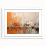 Abstract strokes wall art framed in white with a mat, showcasing vibrant colors and fluid designs, perfect for modern home decor or office spaces.