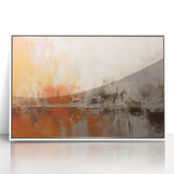 Framed acrylic wall art showcasing an abstract design with colorful strokes in shades of blue, pink, and yellow, adding a vibrant touch to modern decor.