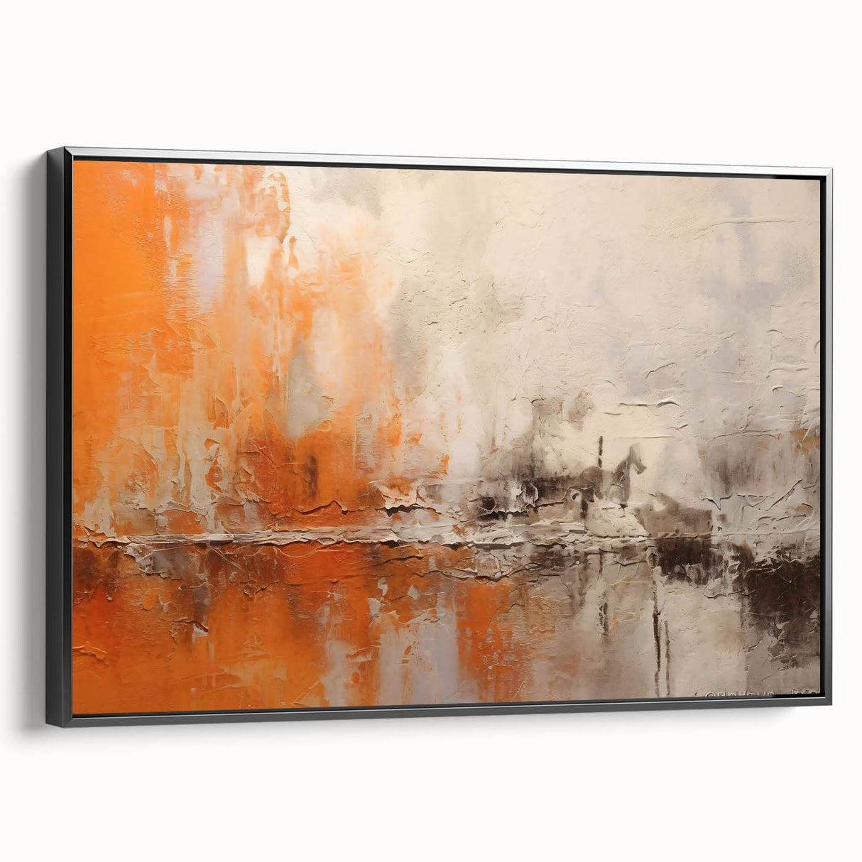 Framed wall art featuring an abstract design with vibrant strokes in black and white, showcasing elegant lines and dynamic shapes, perfect for modern decor.
