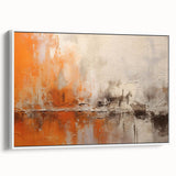 Framed abstract wall art featuring bold strokes in shades of blue, pink, and white, displayed in a modern setting that enhances its vibrant design.