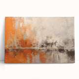 Abstract strokes wall art on stretched canvas, showcasing vibrant colors of blue, orange, and yellow. Ideal for modern home decor, it adds a dynamic touch to any space.