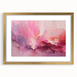 Abstract wall art featuring multicolored strokes in gold and neutral tones, framed with a white mat, showcasing a modern aesthetic perfect for contemporary home decor.