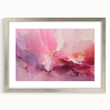 Abstract wall art featuring vibrant strokes in shades of blue and gold, framed with a sleek silver mat, ideal for modern decor and artistic expression.