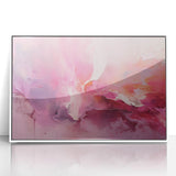 Framed abstract wall art showcasing vibrant strokes in shades of blue, pink, and gold, perfect for modern decor, enhancing any living space with style.