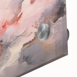 Close-up of abstract strokes wall art design printed on acrylic glass, showcasing vibrant colors and fluid shapes, perfect for modern home decor.