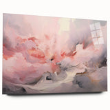 Abstract strokes wall art design displayed in acrylic glass, showcasing vibrant colors and unique textures, ideal for modern home decor. This side view highlights the sleek finish and artistic detail, perfect for enhancing any interior space.