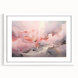 Abstract wall art featuring colorful strokes in a modern design, framed with a white mat, showcasing a contemporary aesthetic suitable for home decor.