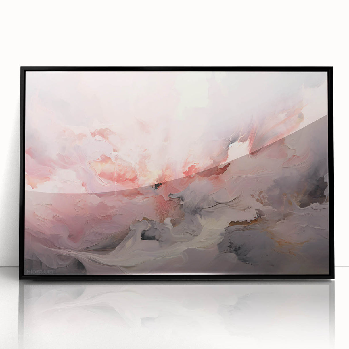 Framed abstract wall art featuring dynamic black strokes on a white background, perfect for modern decor. Ideal for enhancing contemporary living spaces.