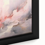 Abstract wall art featuring vibrant strokes in shades of blue, orange, and gold, framed in a modern style, perfect for enhancing contemporary home decor.