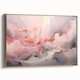 Framed canvas wall art showcasing abstract strokes in gold and neutral tones, highlighting modern design with a sleek side view. Perfect for contemporary home decor.