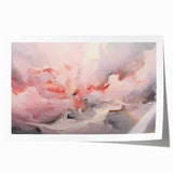 Abstract wall art print showcasing vibrant, flowing strokes in shades of blue, orange, and yellow, ideal for modern home decor, elegantly rolled and ready for framing.