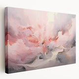 Stretched canvas wall art showcasing vibrant abstract strokes in blue, orange, and yellow hues, perfect for modern home decor or office spaces. The side view highlights the artwork's depth and texture, making it an eye-catching focal point.