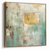 Framed canvas wall art displaying abstract strokes in silver and gold, set against a neutral background, perfect for modern home decor.