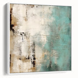Framed canvas wall art featuring abstract strokes in shades of white and gray, elegantly displayed from a side view, perfect for modern home decor.