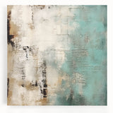 Abstract wall art canvas featuring vibrant strokes of blue, orange, and green colors, perfect for modern home decor. Ideal for adding a dynamic touch to any living space.