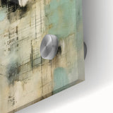 Close-up of vibrant abstract strokes wall art made from acrylic glass, showcasing bold colors and intricate details, perfect for modern home decor.