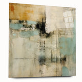 Abstract wall art featuring colorful, textured strokes on acrylic glass, displayed in a sleek side view, perfect for modern decor and art enthusiasts.