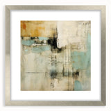 Abstract strokes wall art in a sleek silver frame with a mat, showcasing vibrant colors and dynamic patterns, ideal for modern home decor. Perfect for adding a contemporary touch to living spaces or offices.