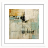 Abstract wall art with colorful strokes in a white frame, featuring a modern design. Ideal for contemporary decor, this piece enhances any living space with its vibrant hues and artistic flair.