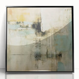 Framed abstract wall art with bold black strokes on a textured acrylic background, showcasing modern design elements for contemporary decor. Ideal for stylish interiors.