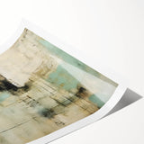 Abstract wall art print showcasing vibrant strokes in shades of blue, orange, and yellow, elegantly rolled and ready for display, perfect for modern decor.