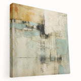 Abstract strokes wall art displayed on stretched canvas, showcasing vibrant colors and dynamic shapes, perfect for modern home decor in a stylish setting.