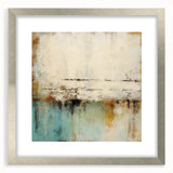 Abstract wall art featuring elegant silver and white strokes in a modern frame with a mat, perfect for enhancing contemporary home decor and wall aesthetics.