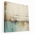 Abstract wall art featuring vibrant strokes in hues of blue, orange, and yellow, displayed on a stretched canvas, showcasing a modern design suitable for contemporary decor.